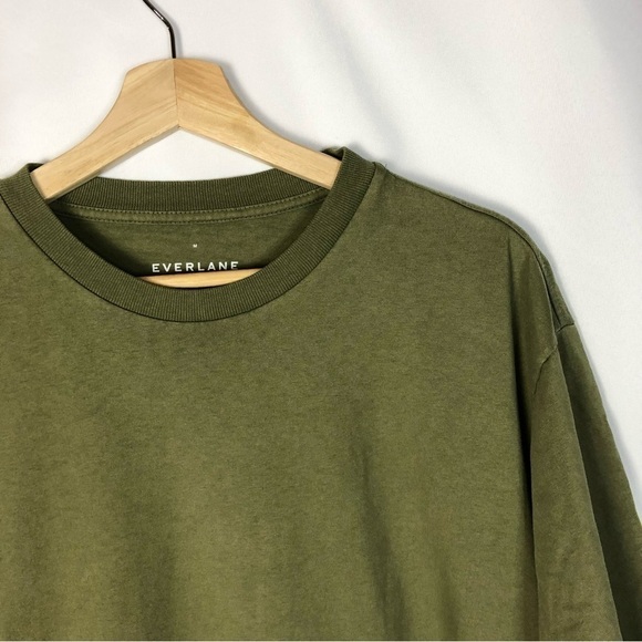 Everlane The Organic Cotton Crew Olive Green Short Sleeve T-Shirt M - Picture 3 of 3